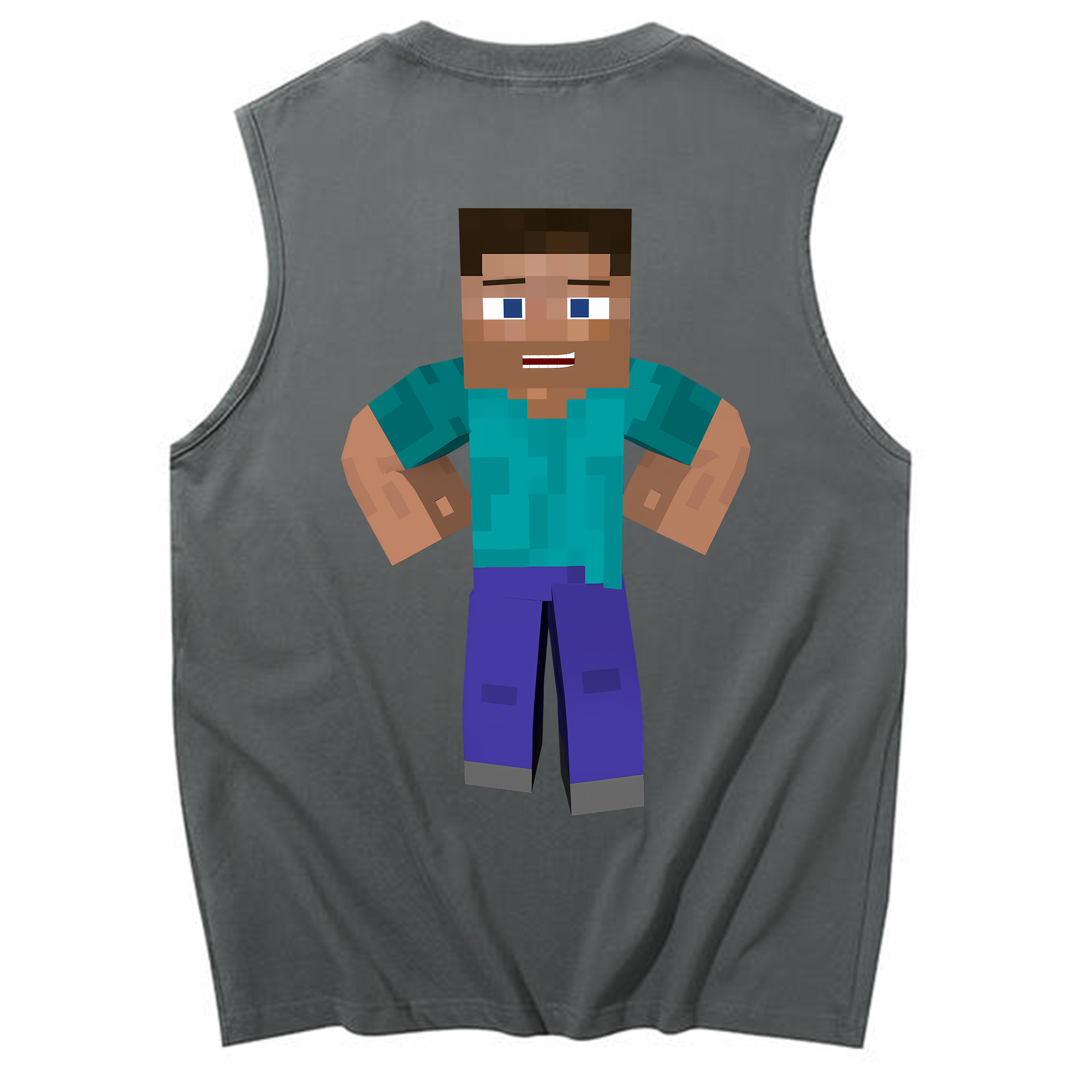 （画像用） マインクラフト ブロックの世界 Minecraft MC Block world コットン100％タンクトップ（背面プリント）